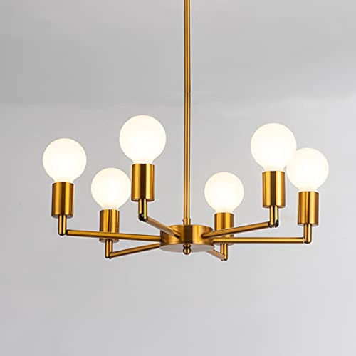 Candelabro Sputnik De 6 Luces, Moderno, Dorado, Bronce, Ajus