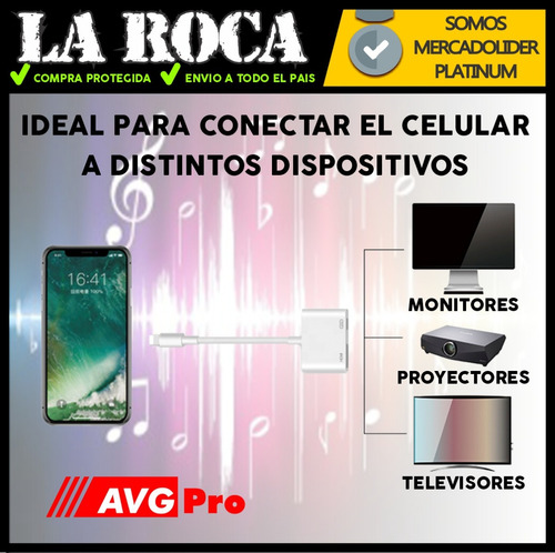 Imagen 4 de 10 de Adaptador Lightning A Hdmi Av Video Compatible iPhone Apple