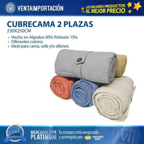 Imagen 3 de 4 de Manta Cubre Sillon Cubre Cama Rustica Colores