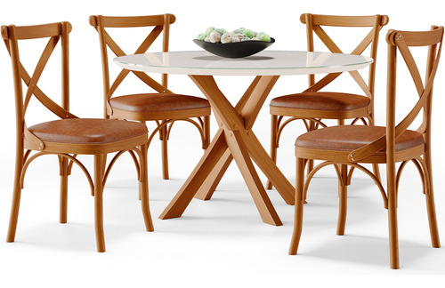 Kit 04 Cadeiras Para Sala de Jantar e Estar Living Estofada Ávila L02 Couríssimo Camel