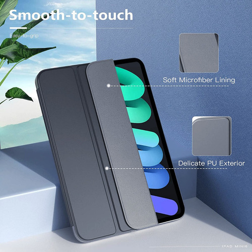 Imagen 10 de 10 de Smart Folio iPad Mini 6 Gen 2021 A2567 A2568 Case Dark Gray