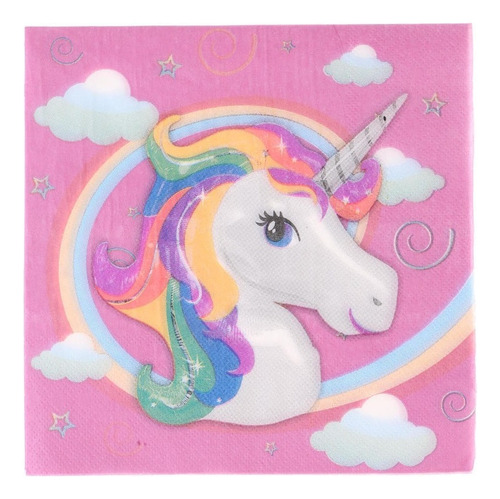 40 Piezas Servileta De Color Rosa Mágico Unicornio Para