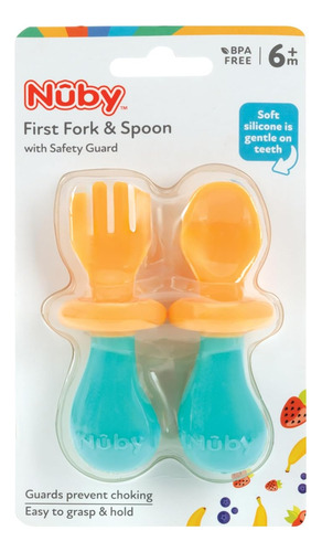 Nuby First Juego De Tenedor Y Cuchara - Utensilios Con Prote