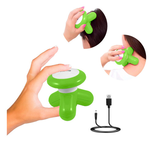 Mini Masajeador Eléctrico Portátil Slim Company Masaje Corporal Anti Estrés Relajante Muscular Color Verde