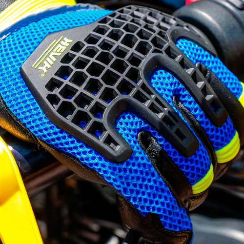 Guante Moto Con Protecciones - Hombre - Azul/amarillo