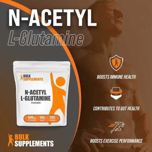 Bulk Supplements | N-acetyl L-glutamine | 100g | 200 Servic