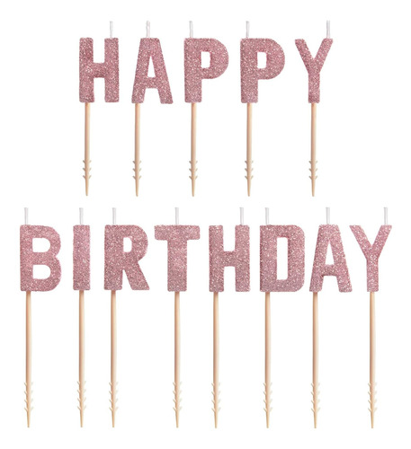 Velas Con Purpurina De Feliz Cumpleaños, 3 Pulgadas, Juego D