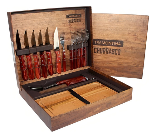 Set Juego Cubiertos Asado Polywood Tramontina 15 Pz Cuot