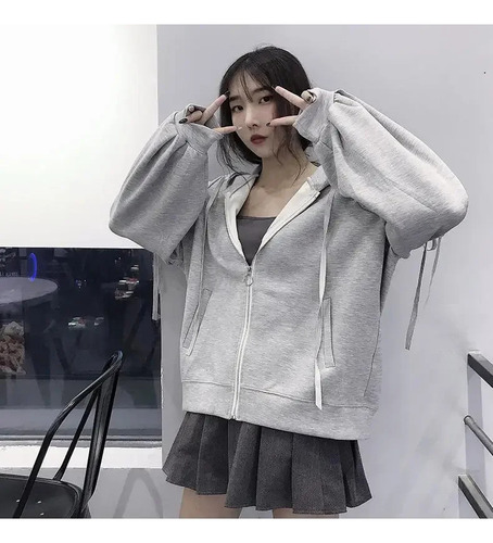 Chaqueta Tipo Sudadera Con Capucha De Gran Tamaño Para Mujer