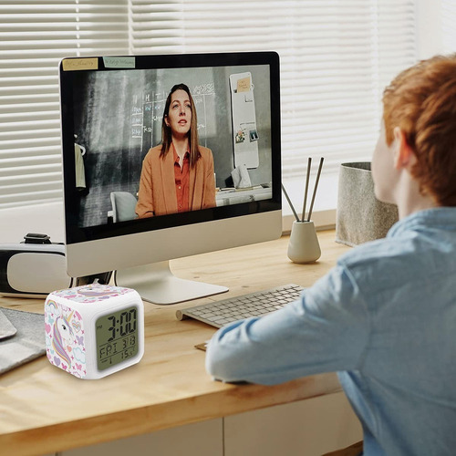 Reloj Despertador Digital Con Diseño De Unicornio Para Niños