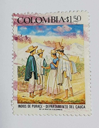 Estampilla De Colombia (indios De Purace 1976)