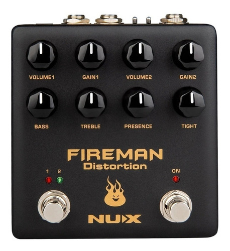 Pedal de efeito preto NUX Fireman Distortion NDS-5