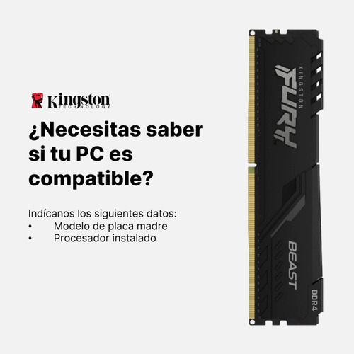 Memoria Ram Ddr4 16gb 3200mhz Kingston Fury Beast Para Pc