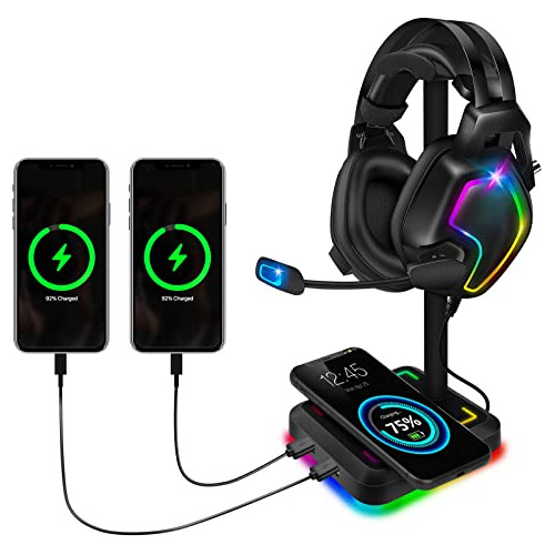 Soporte Para Auriculares Con Cargador Inalámbrico Teedor Rgb