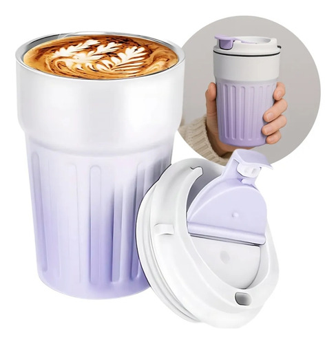 Vaso Termico P/café Acero Inoxidable Caliente Y Frio Violeta Coffe Cup