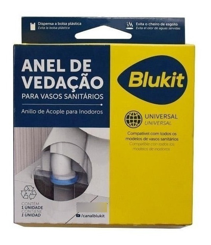 Anel De Vedação P/ Vaso Sanitario C/guia Blukit 340102 41 Acabamento PVC Cor Azul