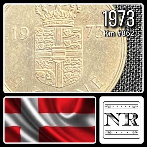 Dinamarca - 1 Krone - Año 1973 - Km #862 - Escudo 