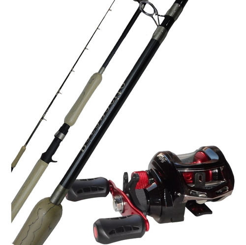 Equipo Pesca Bait Casting Caña 1,50m 1tramo+ Reel Huevito 6r