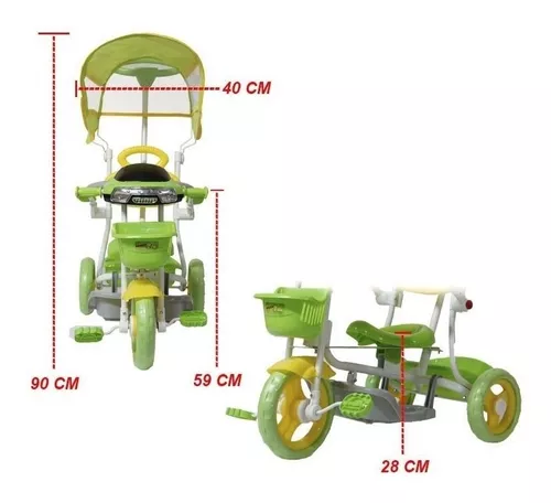 Triciclo Motoca Infantil Passeio com Empurrador Pedal Capota - Sua