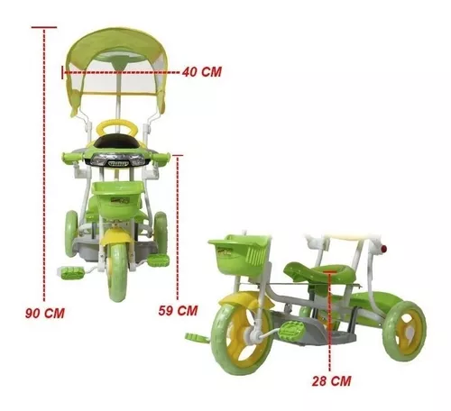 Triciclo Motinha Infantil com Capota Azul Passeio