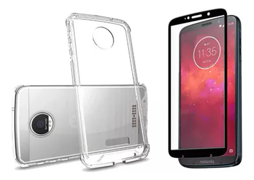 Kit Capa Capinha + Pelicula 3d Para Motorola Moto Z3 Play