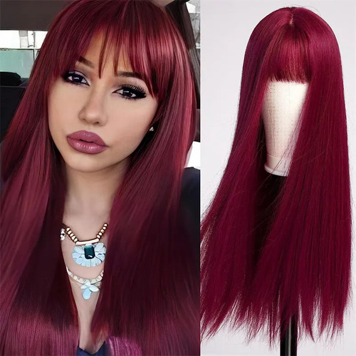 O Peluca Larga Y Recta Haircube Roja