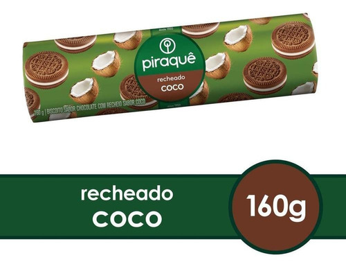 20 Pacotes Bolacha Piraquê Chocolate Recheada Com Coco