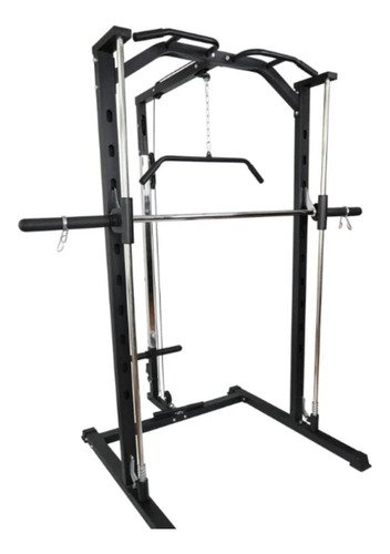 Multiestación Peso Libre, Jaula Squat Rack C/ Polea Negro