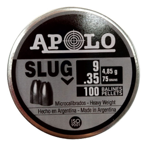 Chumbos Apolo Slug 9mm 4,85g 75grain 100un Explorer Pro Shop