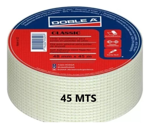 Cinta Doble A 45 Mts Tramada Juntas Yeso-durlock Premium