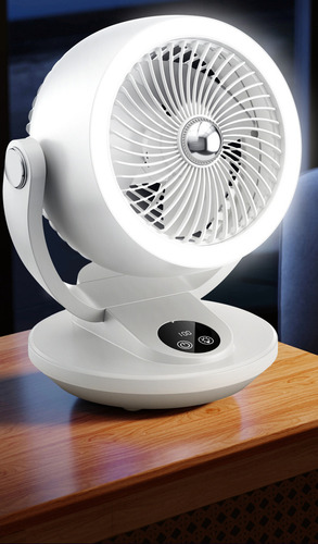 Ventilador De Escritorio Recargable Portátil Con Luz Led : Ventilador De Mesa Silencioso Y Portátil - Ideal Para Hogar, Oficina O Dormitorio