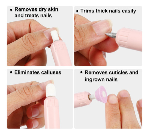 Lima De Uñas Eléctrica Kit Manicura Pedicura Rosado