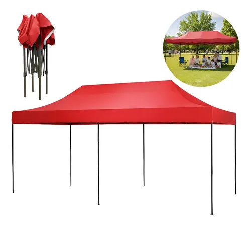 Gazebo Tenda Articulado 3x6 Reforçado Vermelho Camping Praia