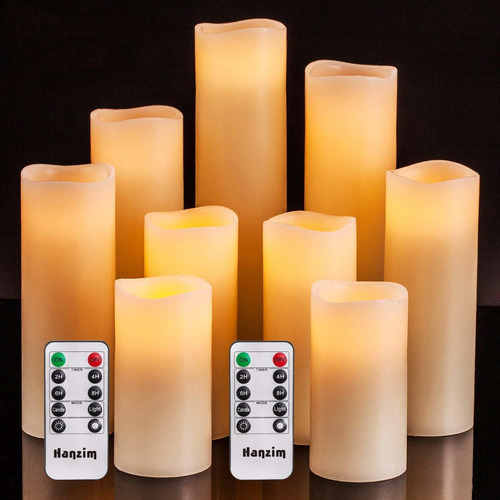 Velas Parpadeantes Sin Llama De 4, 5, 6, 7, 8, 9 Pulgadas, 9