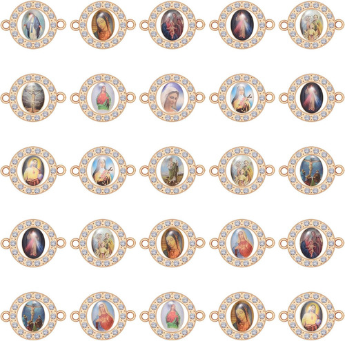 60 Dijes Esmaltados Imagen De Jesús, Virgen María, In...