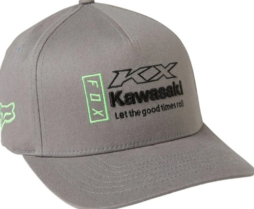 Gorra Kawi Kawasaki Flexfit Logo Gris Motocross Atv Fox 