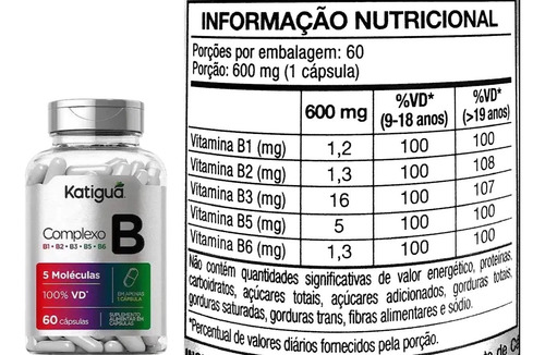 Kit 4 Complexo B B1 B2 B3 B5 B6 60 Capsulas - Katigua