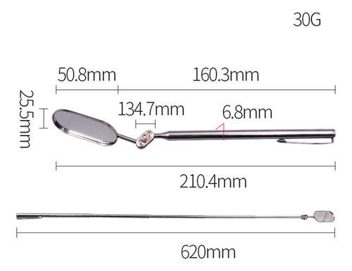 4 X 2x Espejo De Inspección Telescópico Espejo 4 Piezas