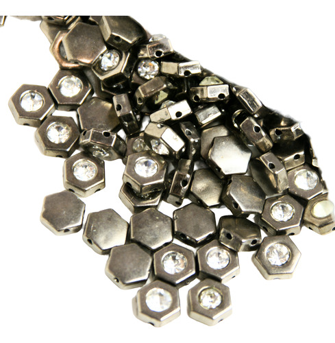 Piedra Gema Metalizada Con Strass P/ Coser 8mm X 50 Un Peltre