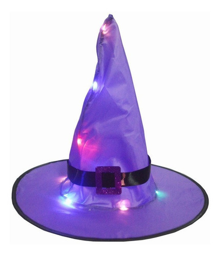 Sombrero Bruja Luces Led Brillantes Para Halloween Partido