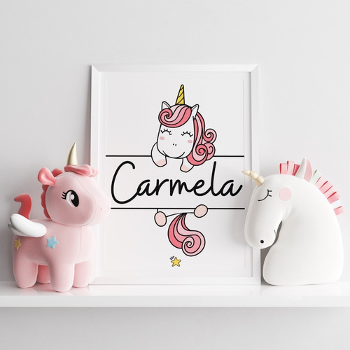 Set Laminas Imprimibles Infantil X2 Unicornio Con Nombre!