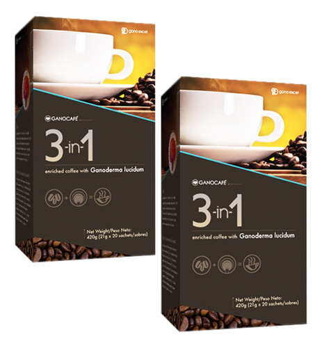 Café 3en1 Ganoderma Lucidum Gano Excel 2 Cajas (40 Sobres)