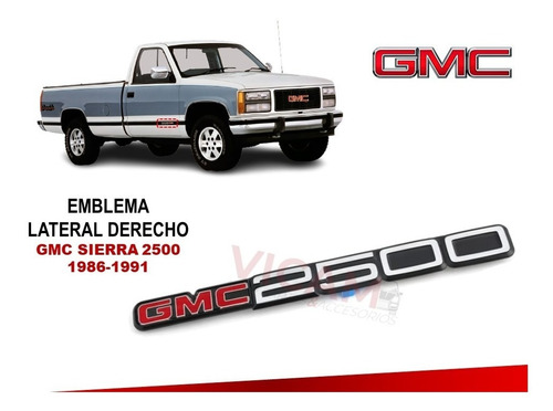 Emblema Lateral Gmc Sierra 2500 1986-1991 Lado Derecho