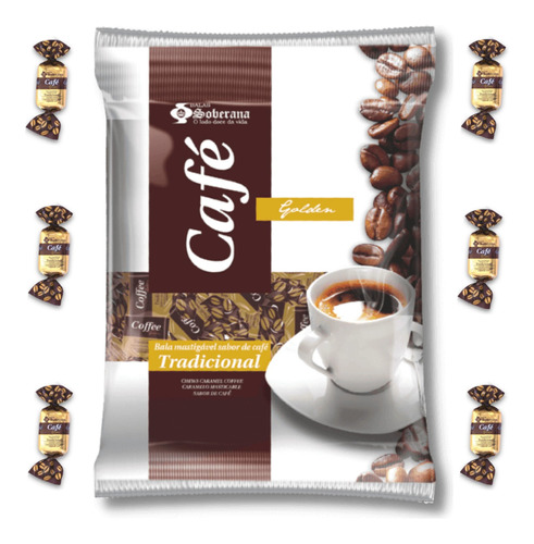 Bala De Café Soberana Golden Macia Mastigável Pacote 500g