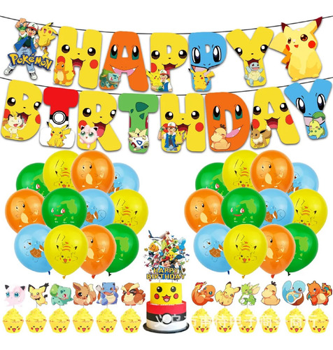 Cotillón Pokemon Decoración Cumpleaños Pokemon Pikachu