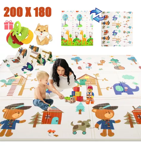 Tapete Infantil Plegable Con Doble Diseño Mide 200 cm x 180 cm, Mezcla de  Colores