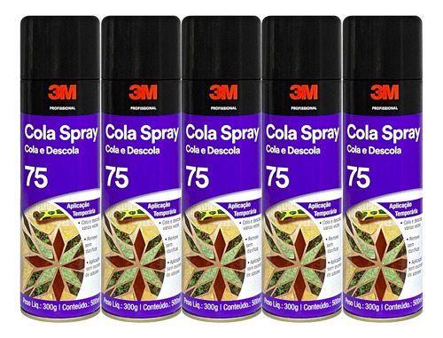 Kit 5 Adesivo Cola Spray 75 3m Reposicionavel Cola E Descola