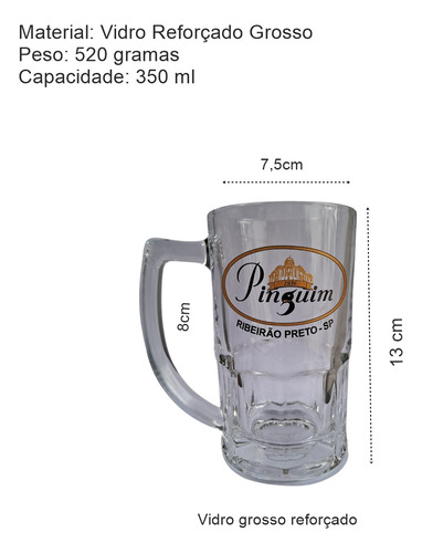 Caneca De Chopp Vidro Pinguim Ribeirão Preto 350ml Original