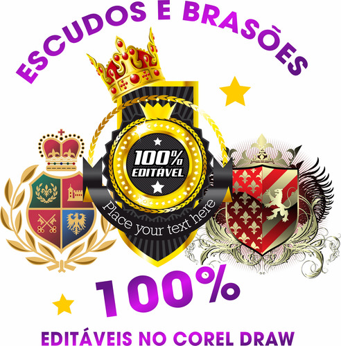 Pack 2542 Vetores De Brasões E Escudos Editáveis No Corel