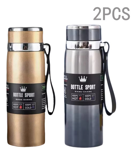 Garrafa Térmica 1 Litro Inox Café Chá Agua Quente E Fria Prateado
